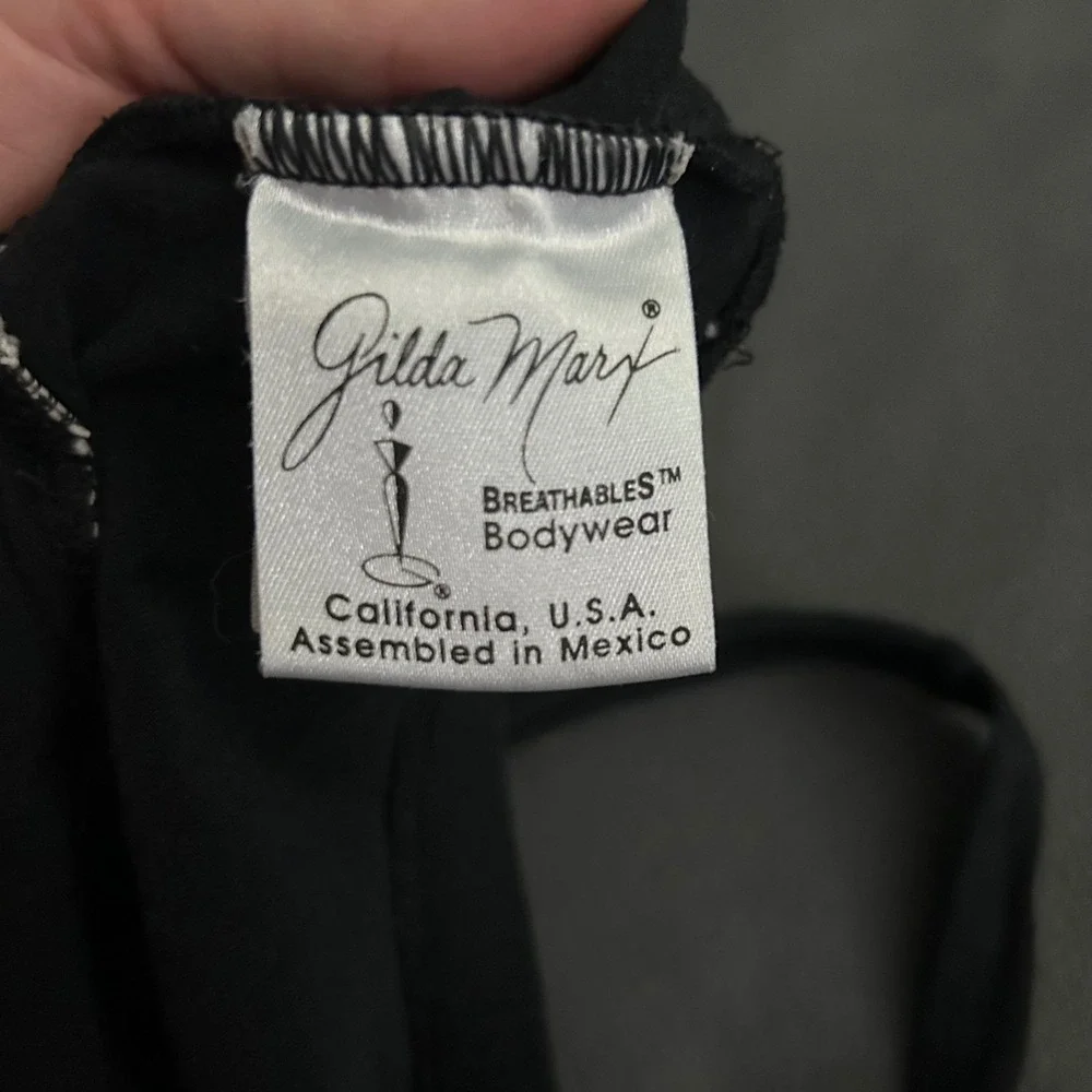 Gilda Mary Black Breathables Bodysuit Top XL Sports‎ bra Activewear vintage